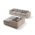 Beżowo-jasnoszary zestaw ogrodowy z technorattanu PE z czarnymi blatami: sofa 230 × 85 × 80 cm i leżanka 200 × 155 × 72 cm