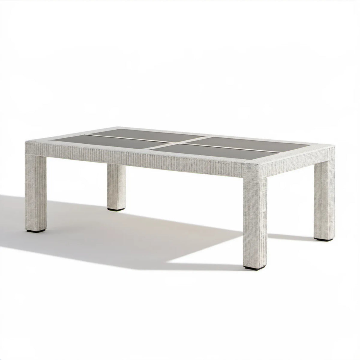 Prostokątny stół ogrodowy z technorattanu jasnoszary/ciemnoszary 150 x 90 x 74 cm