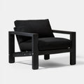 Czarny fotel z litego drewna akacjowego i poliestru 78 x 78 x 75 cm